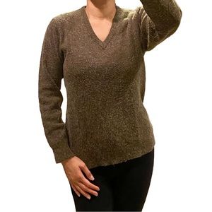 Brown Wool V-Neck Sweater